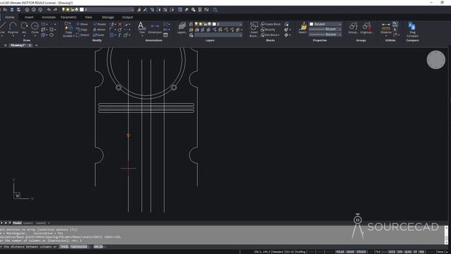 Making front view of engine block in BricsCAD смотреть онлайн