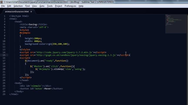 Tutorial jQuery 27: Easing, velocidad de una animación смотреть онлайн