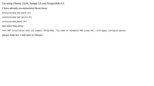 Ubuntu: How to configure setting of phppgadmin with xampp and postgresql 9.5? смотреть онлайн