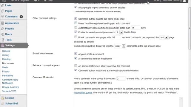 Wordpress 3 Essentials Lesson 8 - Comments and the Discussion Settings смотреть онлайн
