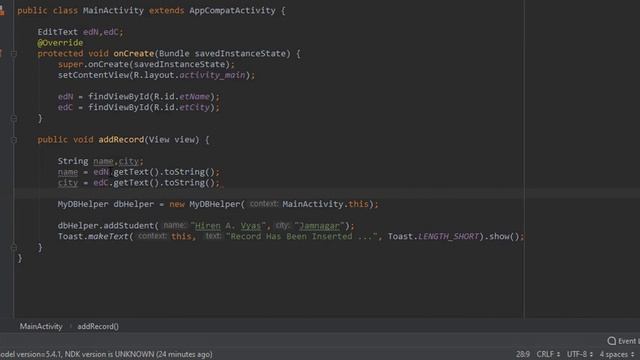 How to Insert Record Using SQLite Open Helper Class in Android Studio | Dynamic. смотреть онлайн