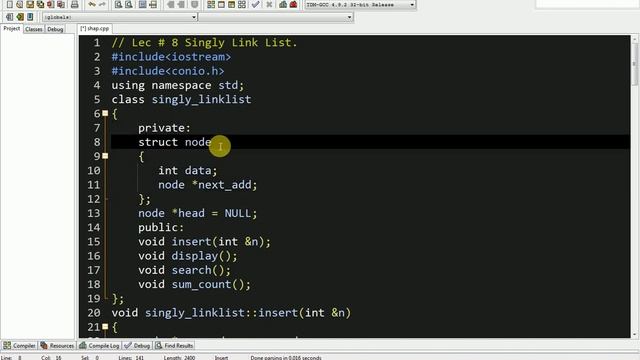 Lec # 8 Singly Linked List in C++|Singly Linked List in Data Structure|Sum & Count|Urdu Hindi|Inser смотреть онлайн