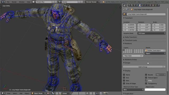 Blender X-Ray Плагин. Редактирование формы костей смотреть онлайн
