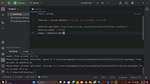 QR Code Generator in Python | Code Lounge | Pycharm смотреть онлайн