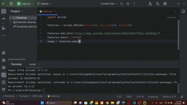 QR Code Generator in Python | Code Lounge | Pycharm