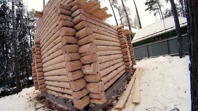 Строительство бани из рубленого бревна в Тюмени, сруб бани смотреть онлайн