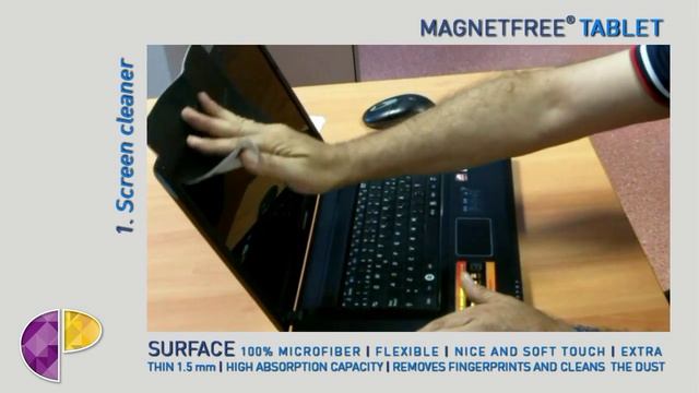 MAGNETFREE® TABLET | '3 in 1' Microfiber: screen cleaner, mousepad and screen/keyboard protector смотреть онлайн