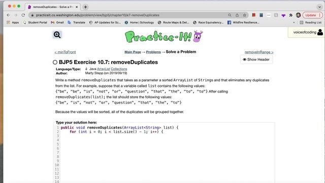Exercise 10.7 (removeDuplicates) Java Tutorial || Practice-It смотреть онлайн