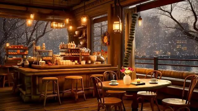 Soothing Jazz Instrumental In Cozy Winter Coffee Shop смотреть онлайн