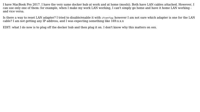 Apple: How to reset LAN ethernet adapter after switching the network? смотреть онлайн