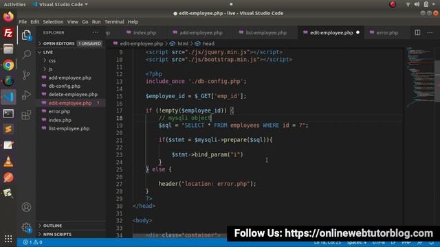 PHP & MySQLi Object Oriented CRUD Application in Hindi | Edit Employee Function Implementation смотреть онлайн