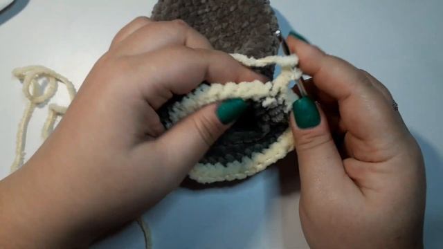 Носки крючком из плюшевой пряжи, простой МК