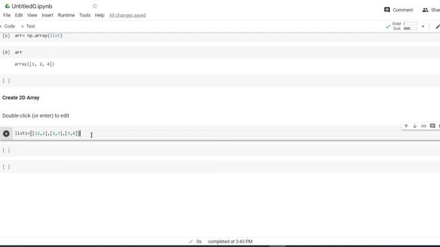How to create 2 D Numpy array. смотреть онлайн