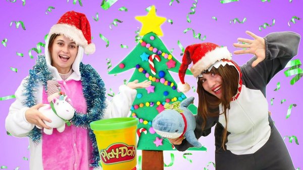 Christmas Play-Doh cookies - Family fun games for kids & Cooking Play-Doh food.