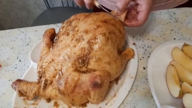 Курица с яблоками. Тултырылган тауык. Башкирская кухня. смотреть онлайн