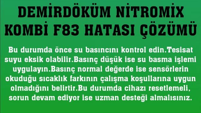 Demirdöküm Nitromix Kombi F83 Hatası Nasıl Giderilir? смотреть онлайн