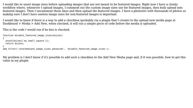 Wordpress: Unset image sizes before images are uploaded смотреть онлайн