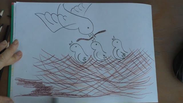 Как нарисовать гнездо и птенчиков просто карандашами от 5 лет How to draw a nest and Chicks смотреть онлайн