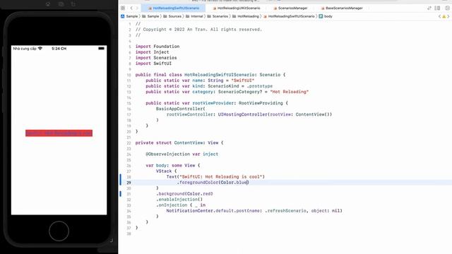 Hot Reloading with InjectionIll, Inject and Scenarios - SwiftUI Demo смотреть онлайн