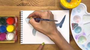 Как нарисовать акулу карандашом и гуашью для детей | Рисунок поэтапно для срисовки