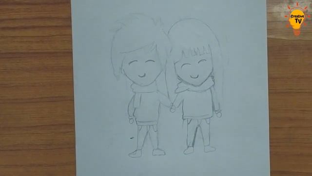 How to draw Romantic small cute Couple with pencil sketch step by step | Easy cute couple drawing смотреть онлайн