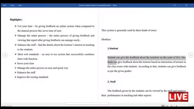 Student Feedback System Java Project | B.Tech | M.Tech | Final Year Projects смотреть онлайн