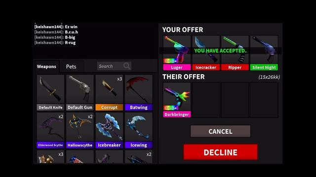 W/L? | C luger + adds for C db | Roblox MM2 Trade смотреть онлайн