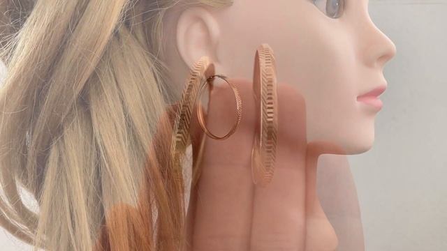 Золотые серьги - конго, Кольца с диаметром 3,5 см смотреть онлайн