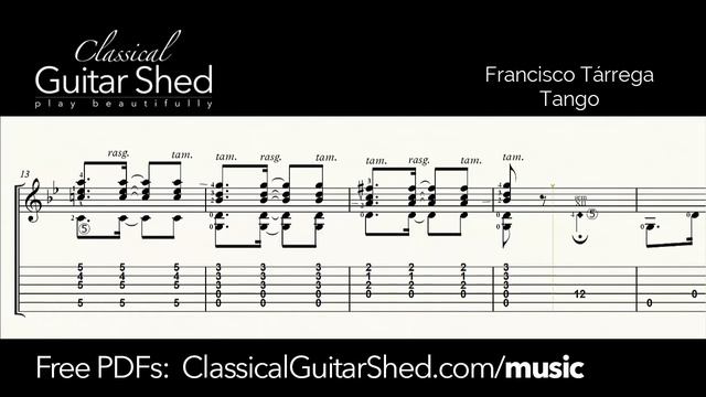 Tarrega: Tango - Free Classical Guitar Sheet Music смотреть онлайн