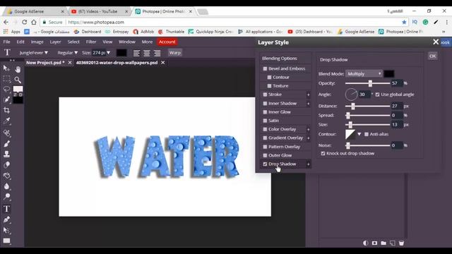 Text effect in online photo editing || how use online photoshop смотреть онлайн