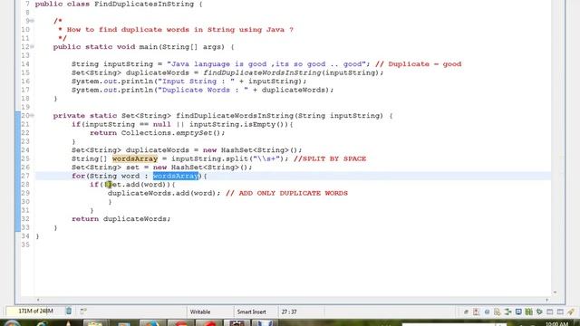 HOW TO FIND DUPLICATE WORDS IN STRING USING JAVA смотреть онлайн