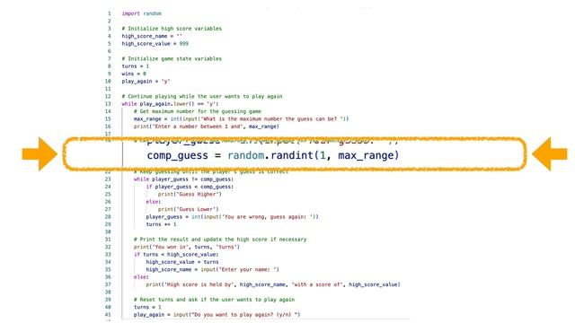 Python Code 4 Improved Number Guessing with hints смотреть онлайн