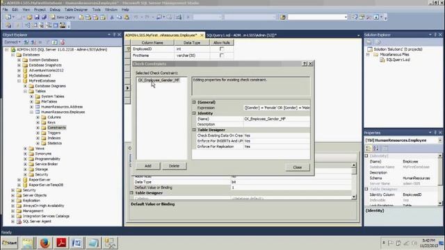 Sql Server tutorial 11: Adding Constraints to a table смотреть онлайн