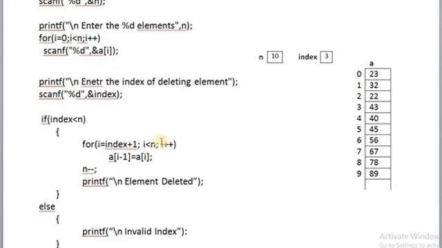 C PROGRAM FOR DELETE ELEMENT FROM ARRAY смотреть онлайн