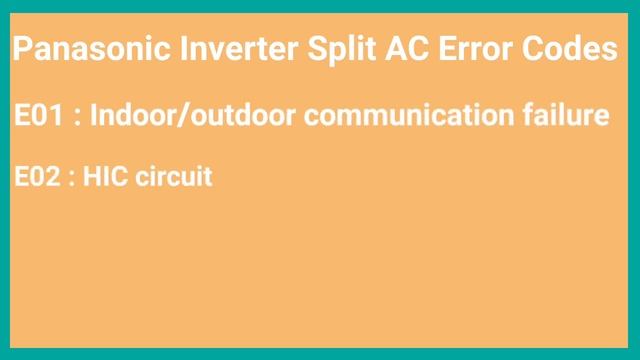 Panasonic Inverter Split AC Error Codes || Error Codes S01 TO S07 AND E01 TO E013 ||