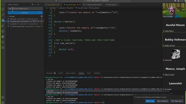 041823 COSC 1337 C++ dynamic memory destructors and copy constructor смотреть онлайн