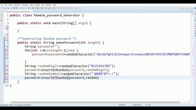 Random password generator in Java смотреть онлайн