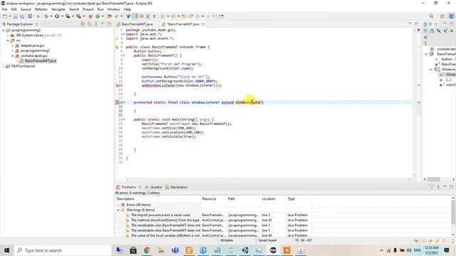 My first program on Java GUI using Java AWT смотреть онлайн