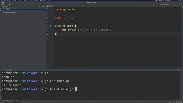 Hello World in GoLang смотреть онлайн