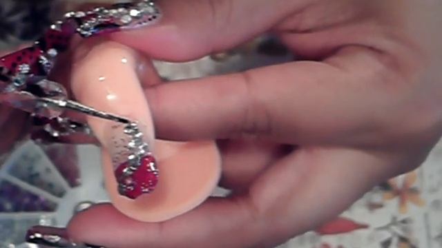 RHINESTONE RED BLACK & SILVER NAIL ART DESIGN смотреть онлайн