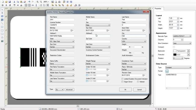 Pdf417 Drivers License Barcode Generator
