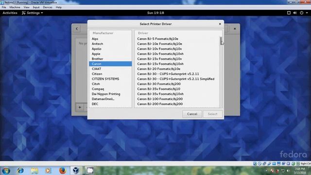 How to share a Canon printer b/w windows 7(Host) computer and Fedora(Guest) system on Virtualbox смотреть онлайн