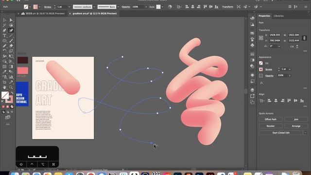 Adobe Illustrator Tutorial For Beginners || How To Create Curve Cylinder Gradient Poster
