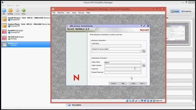 Installing Netware Server 6.5 in VirtualBox смотреть онлайн