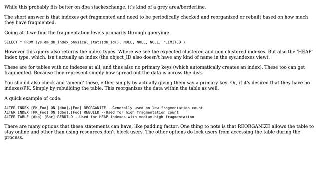 Databases: Is fragmention limited to indexes in sql server? (4 Solutions!!) смотреть онлайн
