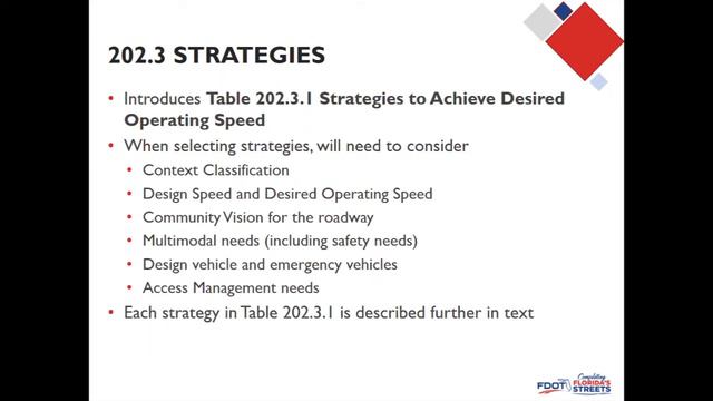 FDOT Speed Management – FDM 202