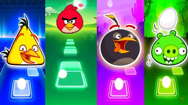 Chuck VS Red VS Bomb VS Minion Pig - ANGRY BIRDS ⚡- Tiles Hop EDM Rush смотреть онлайн