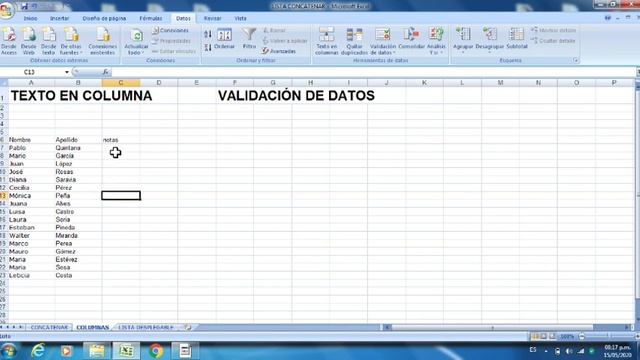 EXCEL: Función Concatenar, Texto en Columnas y Validación de Datos смотреть онлайн