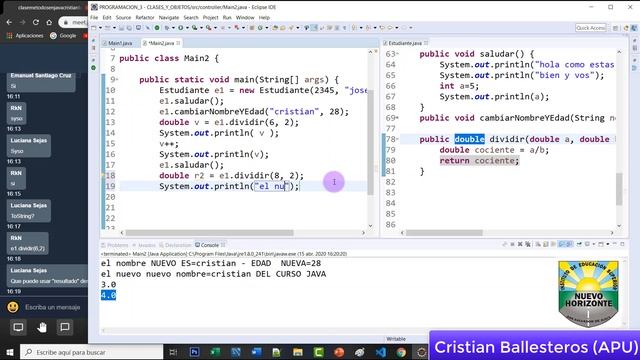Clases y métodos void return en JAVA Ejemplo saludar cambiar atributos dividir PARTE 4/4 смотреть онлайн