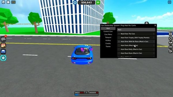 Car Dealership Tycoon script. Custom car speed, auto drive, auto race, teleport, etc.
